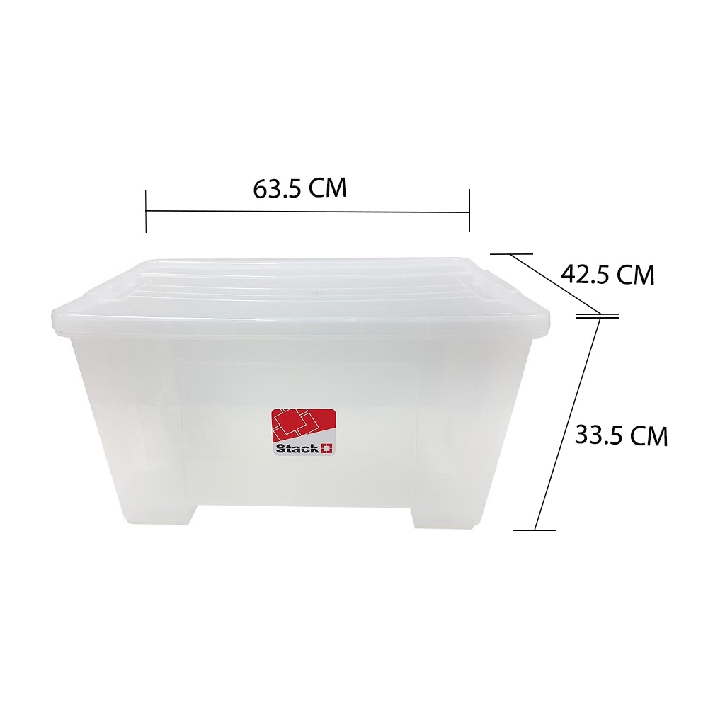HomeBase STACKO Hộp đựng đồ có bánh xe bằng nhựa Thái Lan 6654 62L W63.5 x D42.5 x H33.5cm trong suốt