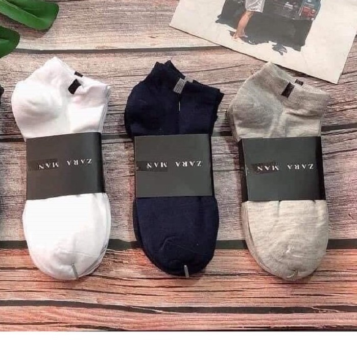 Tất Vớ Nam Zara Trơn Cổ Ngắn Vớ Nam Thời Trang Cao Cấp Chất Cotton 100% Co Giãn Thấm Hút Tốt Hàng Nhập Khẩu Chính Hãng