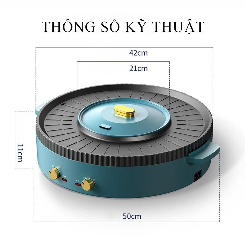 Bếp lẩu nướng 2 trong 1 đa năng, bề mặt chống dính dễ dàng vệ sinh bảo hành 2 năm lỗi đổi trong 7 ngày