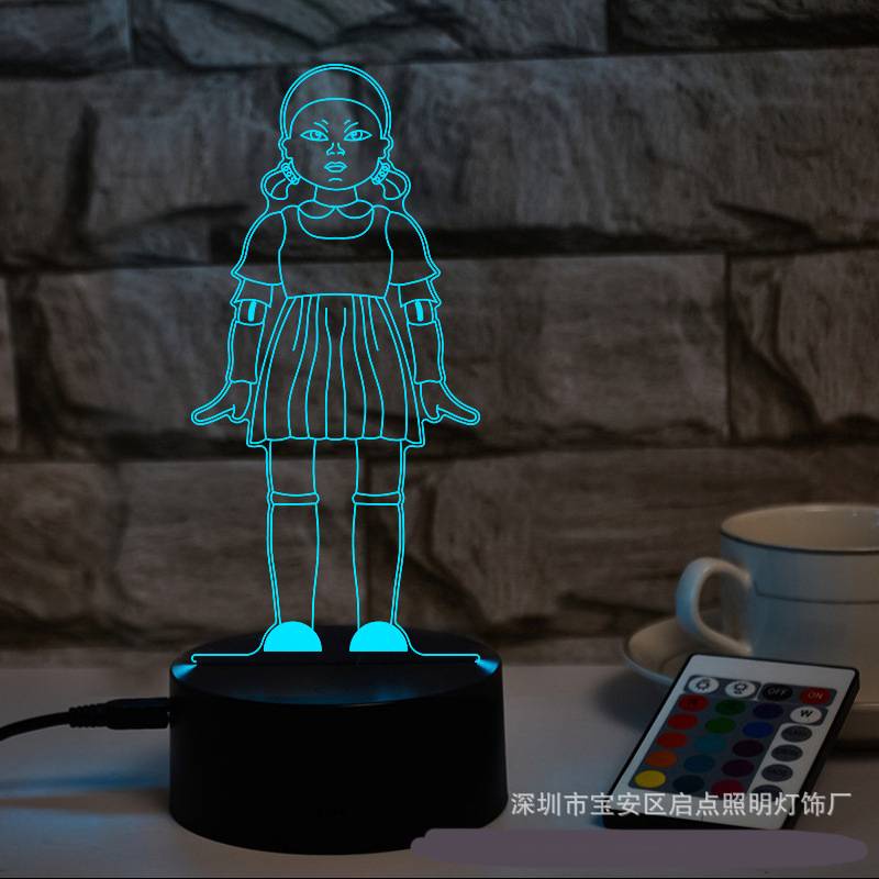 Đèn ngủ 3d thiết kế kiểu squid game điều khiển cảm ứng dùng trang trí nhà cửa theo phong cách giáng sinh