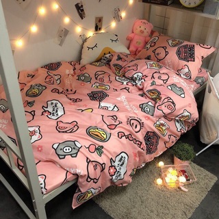Bộ cotton poly lợn hồng