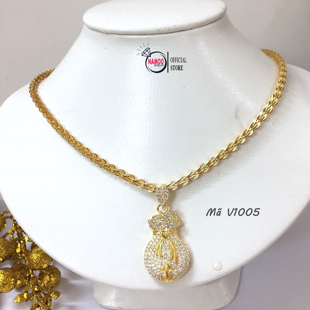 Dây Chuyền Nữ V1005 Mặt Kim Ngân Lượng Lớn Két Hợp Dây Nhiều Mẫu Dài Dây 50cm