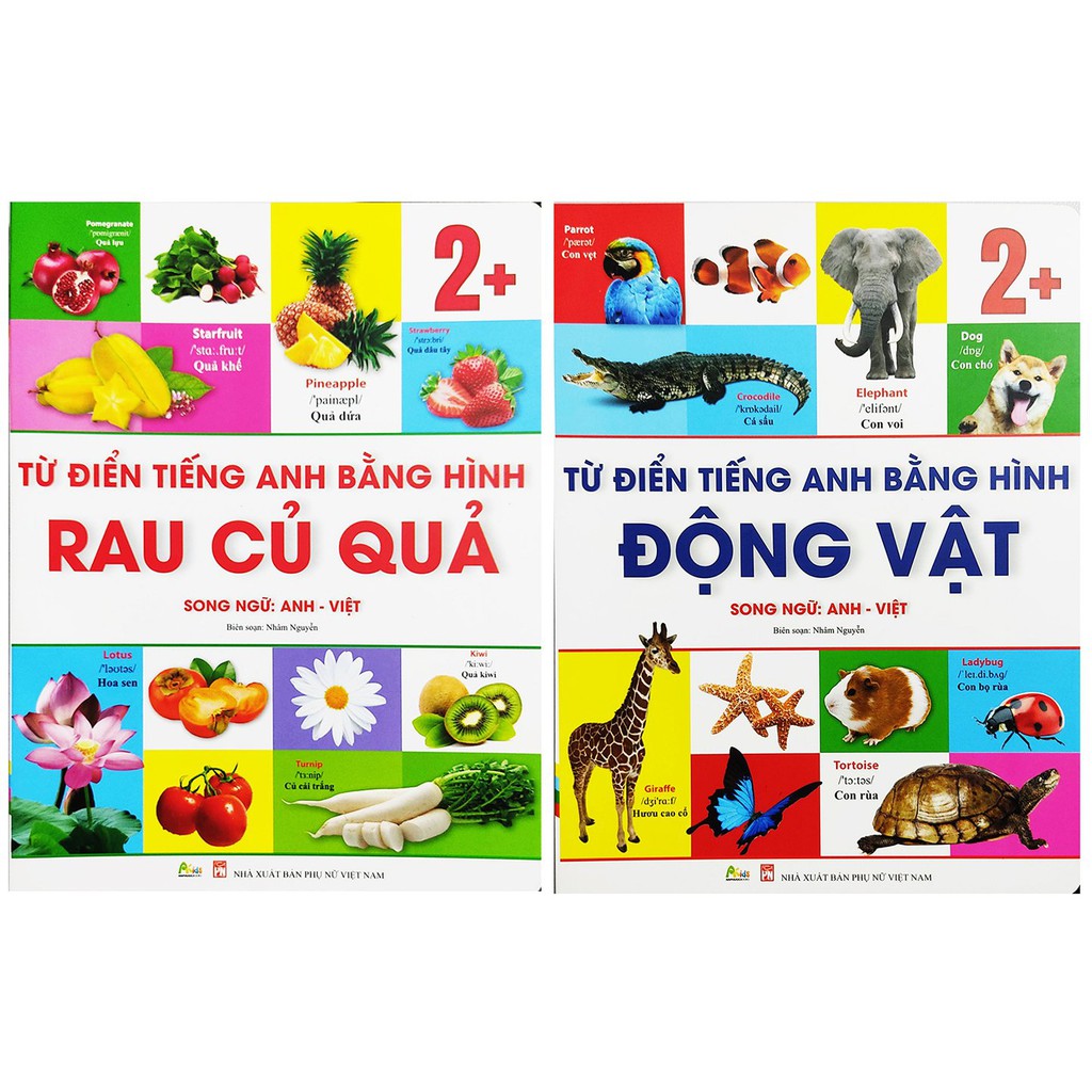 Sách - Từ Điển Tiếng Anh Bằng Hình : Rau Củ Quả + Động Vật (Dành Cho Trẻ 2+)