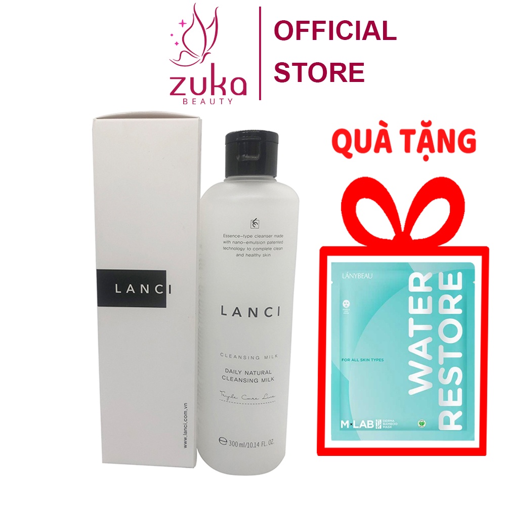 Sữa tẩy trang Lanci Daily Natural Cleansing Milk 300ml Hàn Quốc Zuka làm sạch lớp trang điểm lâu trôi cấp ẩm