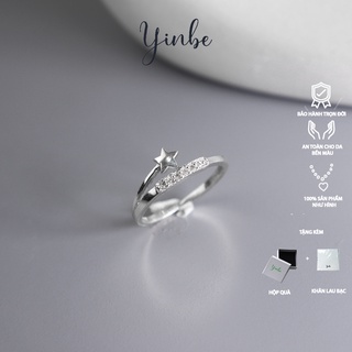 Nhẫn bạc đính đá nữ nhẫn bạc ngôi sao đính đá lấp lánh yinbe silver bạc s99 freesize yr021