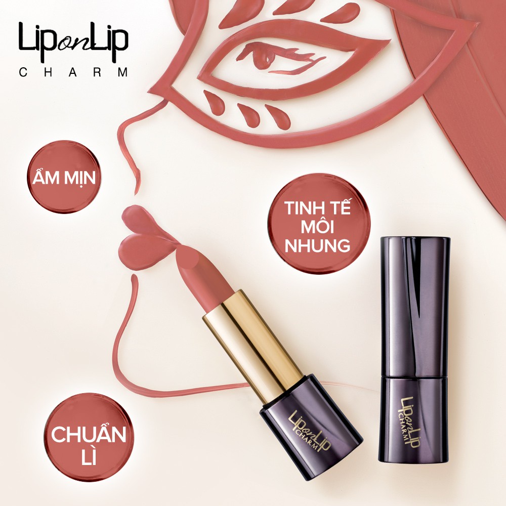 Son Lip On Lip Charm Collagen Màu Cam San Hô Mịn, Lì Môi