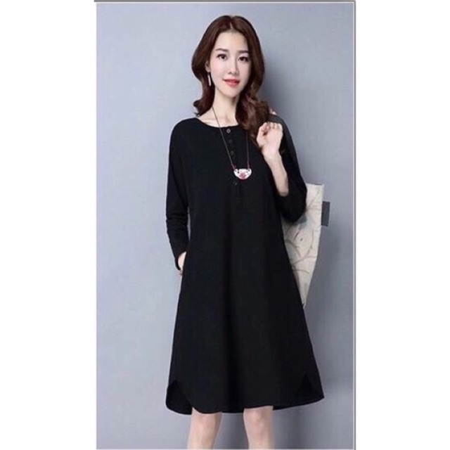 Đầm thun dài tay dáng suông (có ảnh chụp thật)