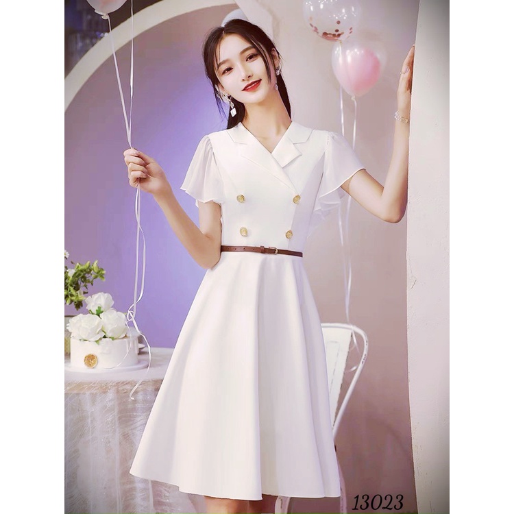 HÀNG QUẢNG CHÂU -- ĐẦM CỔ BẺ TAY BÈO KIỂU DÁNG SANG TRỌNG TINH TẾ CHẤT LỤA 2 LỚP , HÀNG CHUẨN SHOP TẶNG KÈM THẮT LƯNG UP