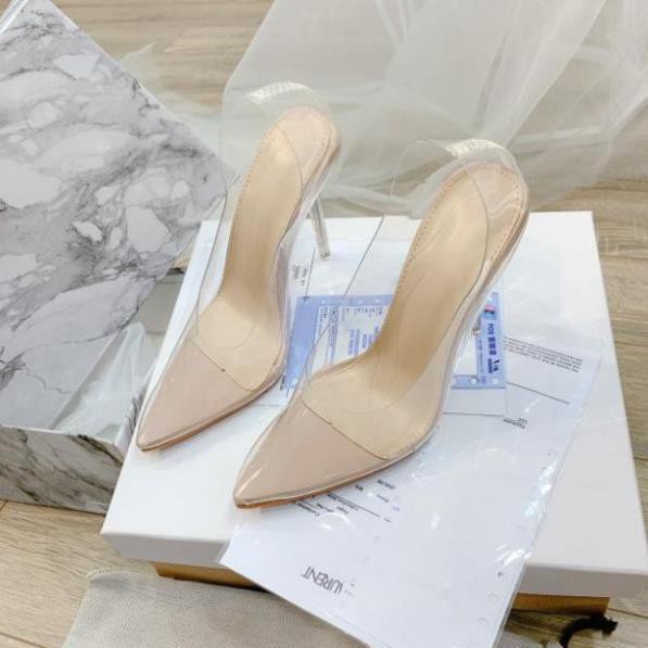 (Có sẵnH) Giày cao gót mica êm chân gót 10p fullbox