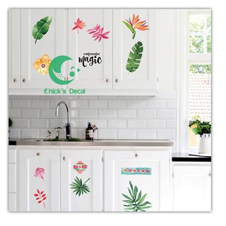 Decal dán tường Hoa lá tươi mát