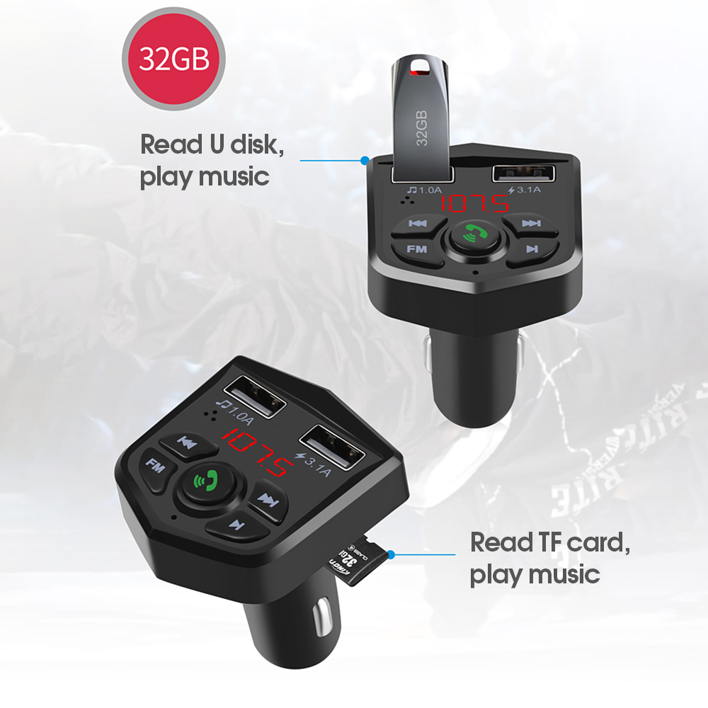 Củ Sạc Nhanh Không Dây 3.1a Bluetooth5.0 Lcd Mp3 Tiện Dụng