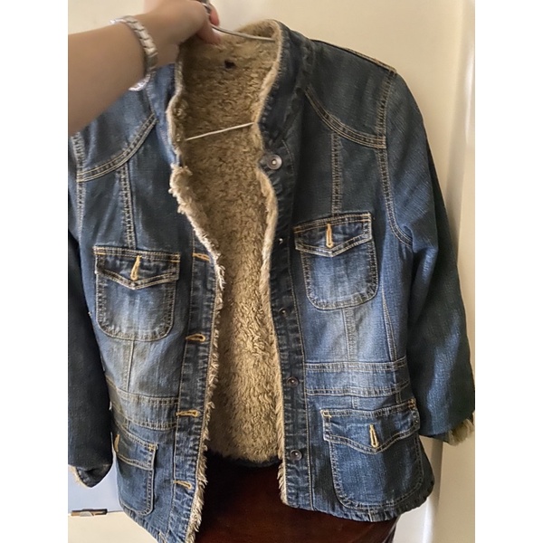 Ao khoác jean lót lông