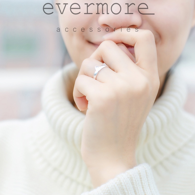 Nhẫn nữ bạc Ý 925 cao cấp tai mèo dễ thương EVERMORE minimalism, thanh lịch - N016