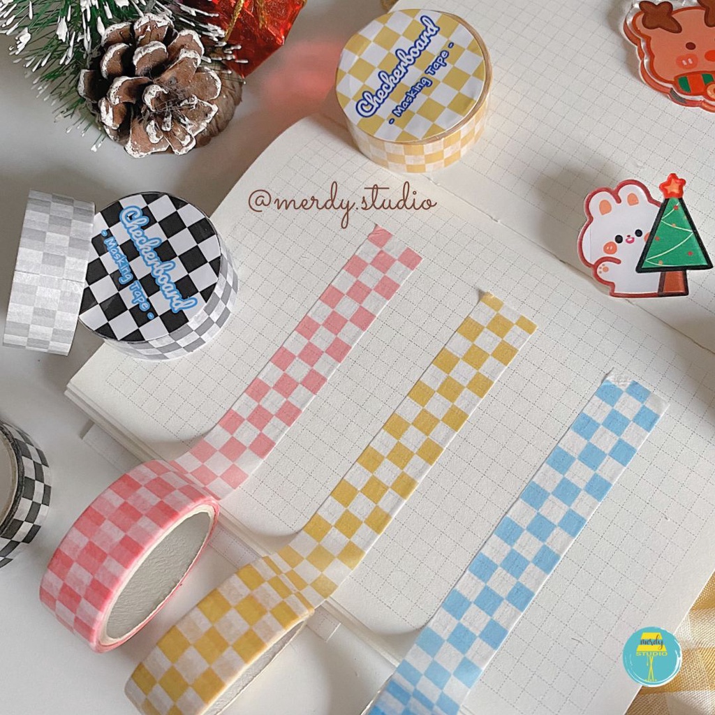 Checkerboard masking tape, washi tape caro hoạ tiết bàn cờ hot trend
