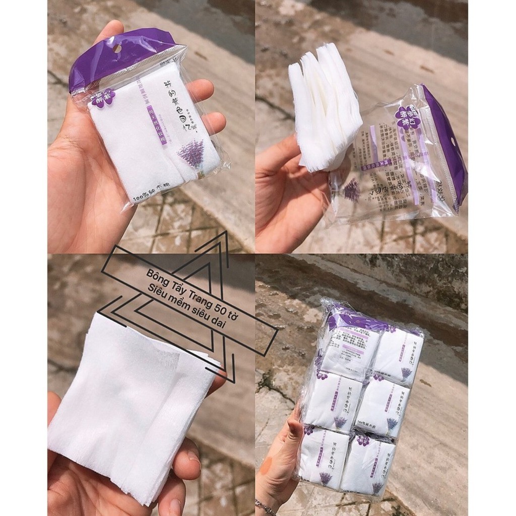 Gói 50 miếng bông tẩy trang mỏng siêu mịn sạch sâu skincare tiện lợi chính hãng nội địa sỉ tốt - GIÁ RẺ 09