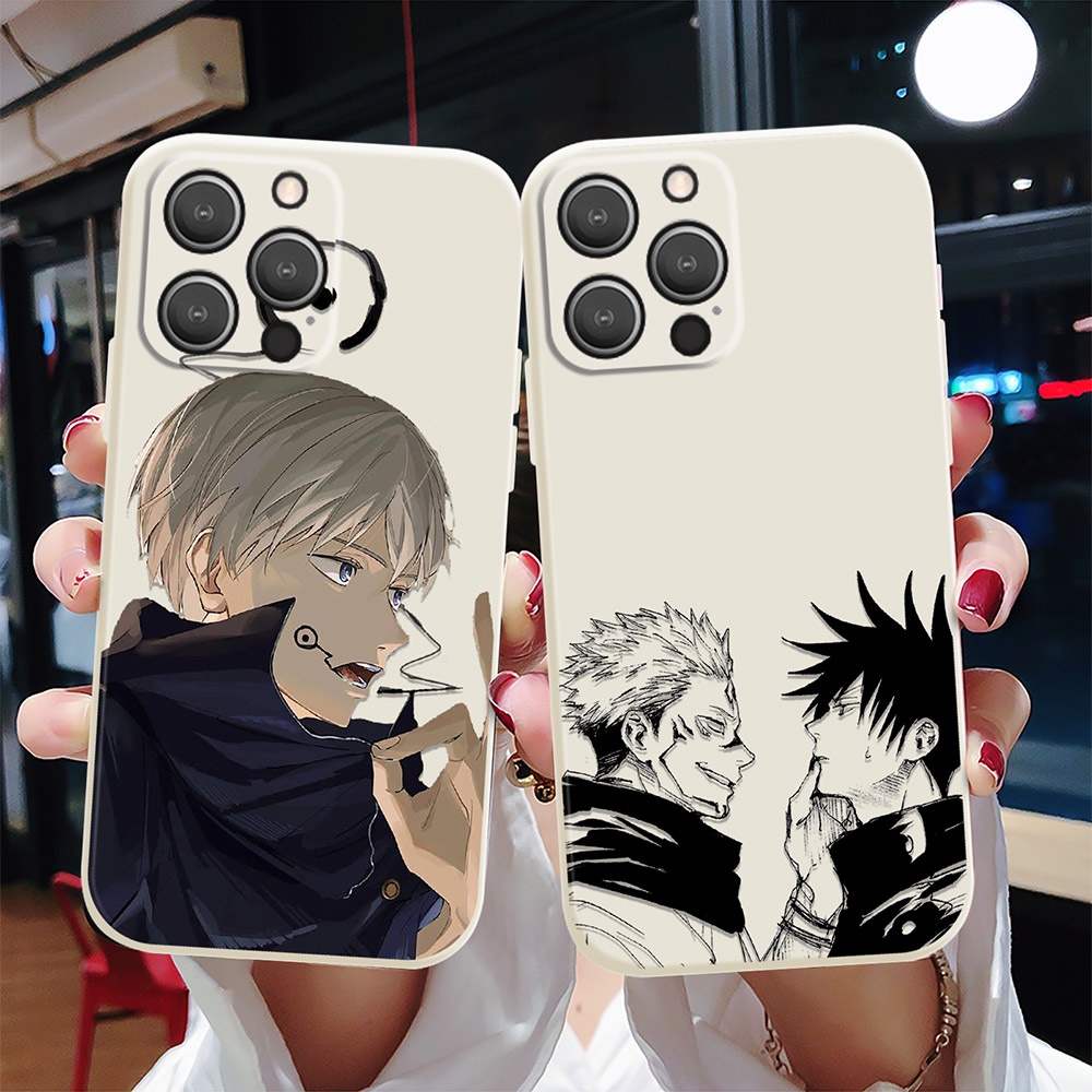 Ốp Điện Thoại Mềm Họa Tiết Anime Jujutsu Kaisen Viền Trắng Cho iPhone 11 Pro Max 12 13 7 8 Plus SE 2022 X XS