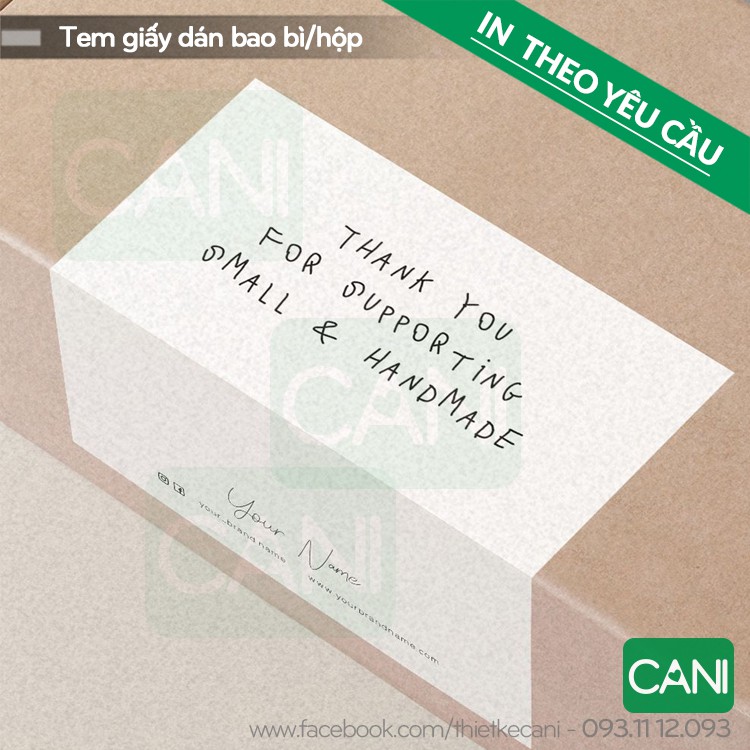 200c -500c Tem giấy Decal dán hộp  In theo yêu cầu Sticker nhãn giấy niêm phong CANI