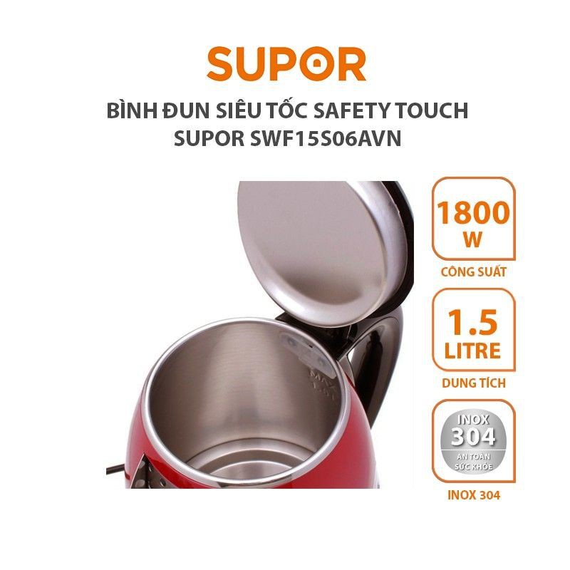 [Hàng chính hãng] Bình ấm siêu tốc Supor SWF15S06AVN 1.5L