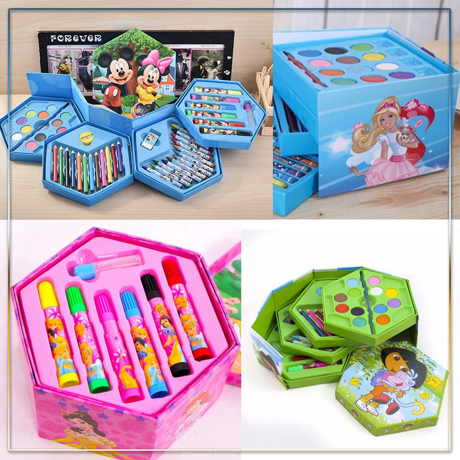 HỘP BÚT CHÌ MÀU 3 TẦNG CÓ THỂ XOAY VỚI HOẠ TIẾT HỌAT HÌNH DỄ THƯƠNG GIÚP BÉ SÁNG TẠO HƠN KHI VẼ TRANH