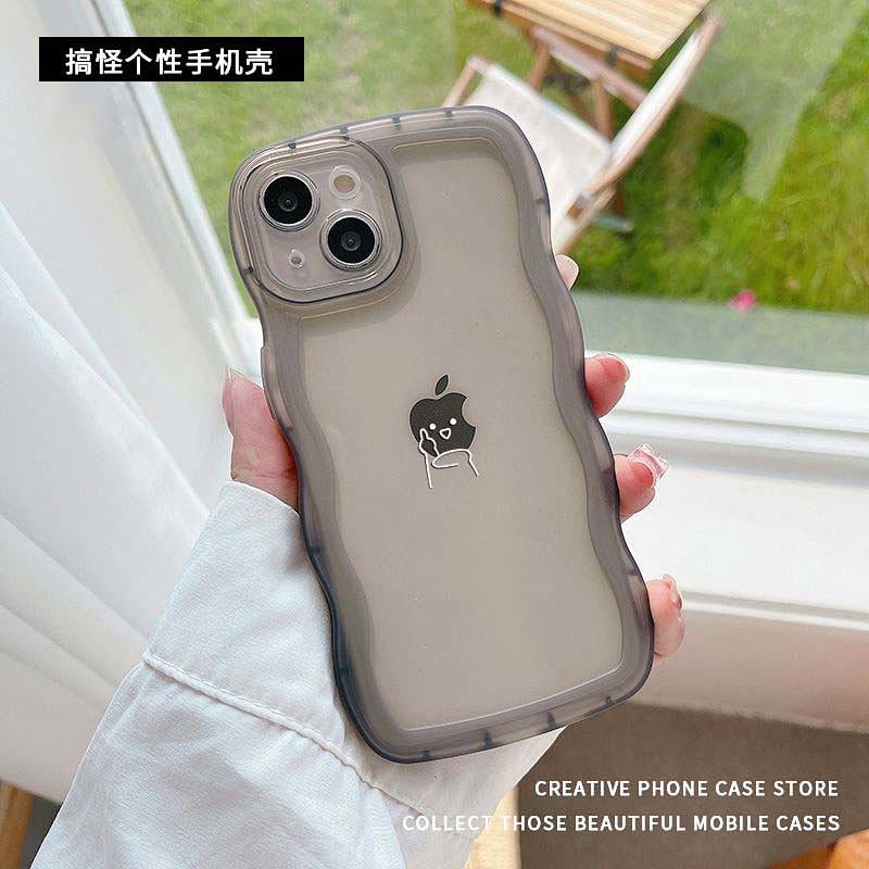 Ốp điện thoại mềm trong suốt chống rơi gợn sóng phong cách cá tính lập dị thích hợp cho Apple 14 13promax 12 JueK