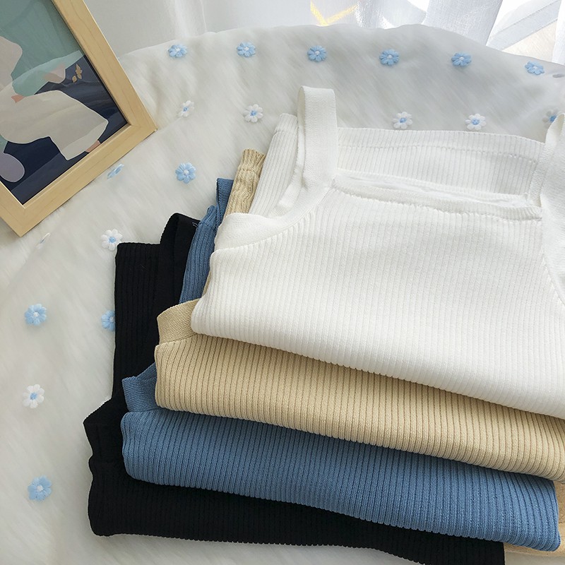 NUZIRO  Áo hai dây dệt kim dáng ôm kiểu dáng thời trang dành cho nữ