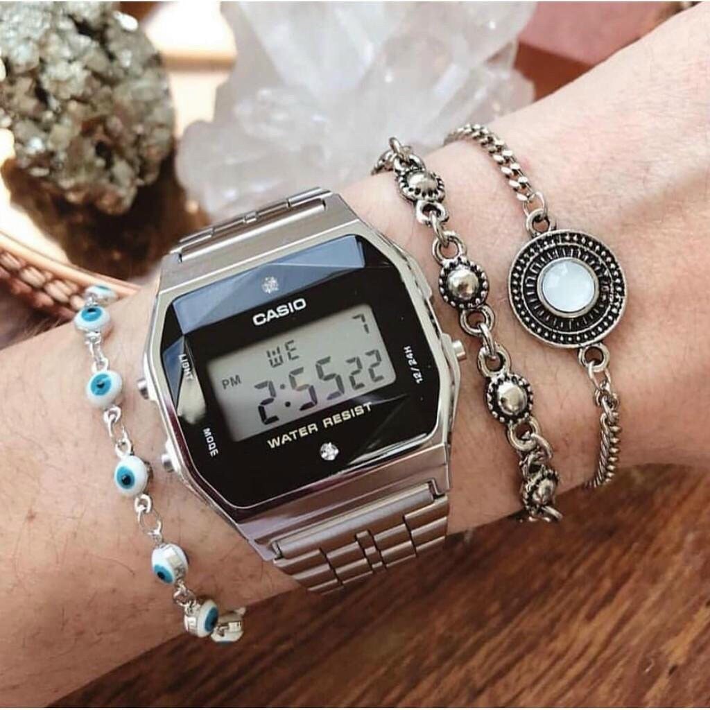Đồng Hồ Casio Nam A159 Dây Kim Loại Mạ Bạc - Đính Đá Kim Cương - Made In Japan | BigBuy360 - bigbuy360.vn