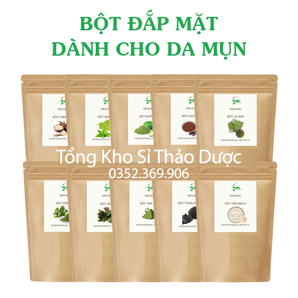 Combo 10 loại bột cho da mun (Bột thiên nhiên, dưỡng trắng, ngăn ngừa mun, chống lão hóa)
