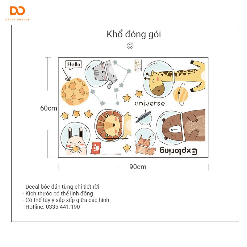 Decal dán tủ gạch men nhà tắm Orange trang trí phòng cho bé SIBI