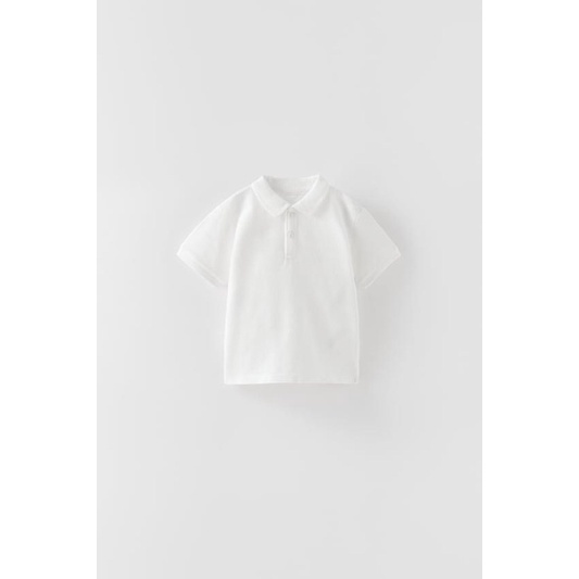 Áo thun polo màu trắng trơn basic Zara authentic.