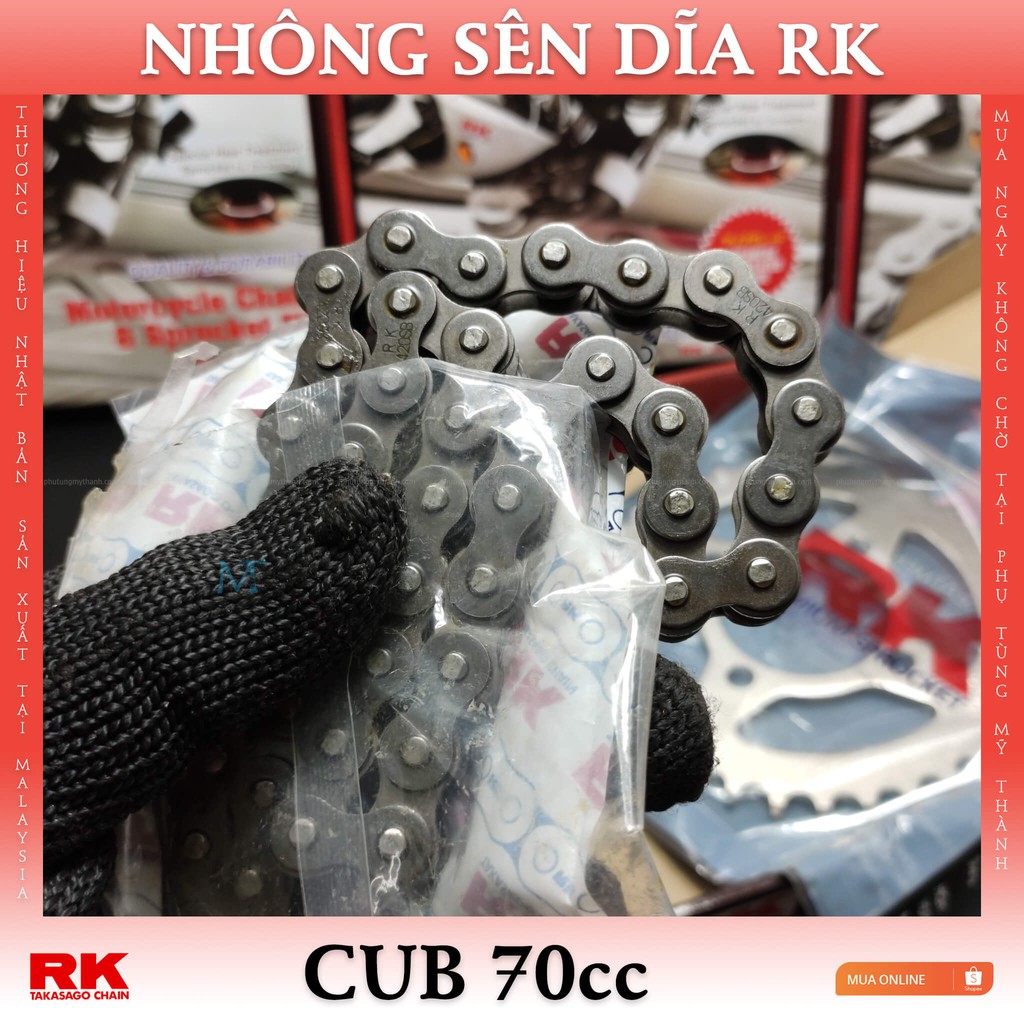 Nhông sên dĩa RK xe Cub 70cc thương hiệu Nhật Bản