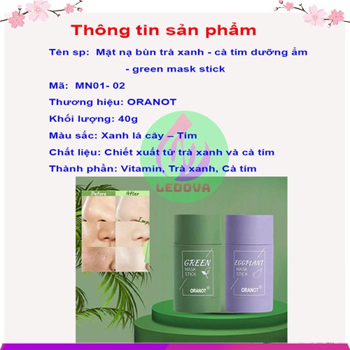 (Hàng mới) Mặt Nạ Bùn Trà Xanh, Cà Tím Dưỡng Ẩm Kiềm Dầu Loại Bỏ Mụn Đầu Đen (Tặng kèm 25 miếng bông tẩy trang)