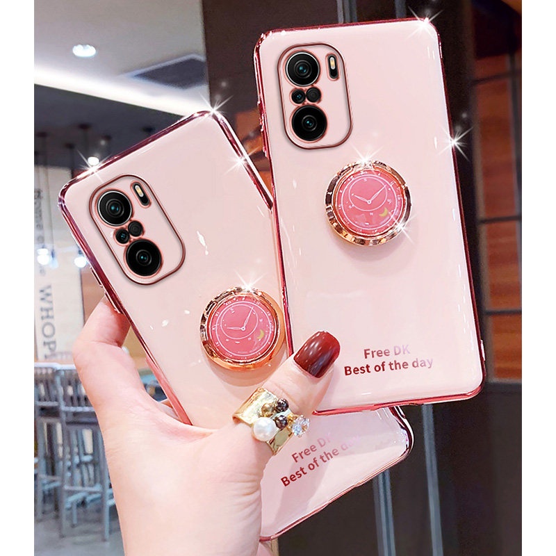 Ốp điện thoại silicon dẻo mạ màu kèm giá đỡ cho Redmi 9A Note 10 5G 10S 9S 9 8 Pro 4G 9T 9A 8T 11 11S Mi 11T 11 Lite