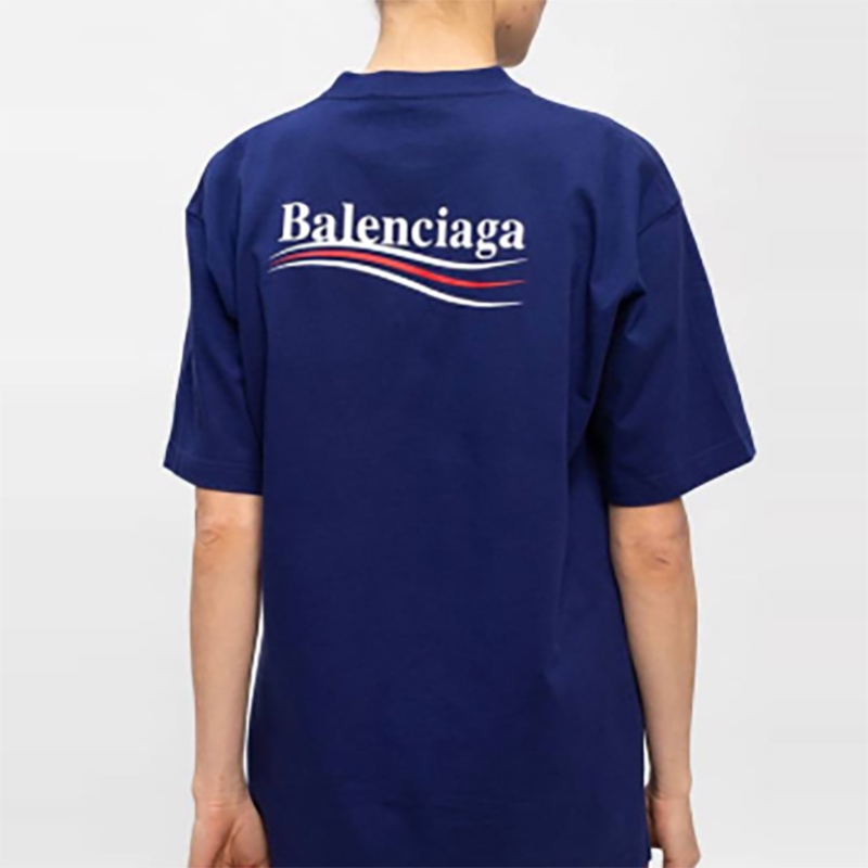 Áo thun tay ngắn cổ tròn dáng rộng in chữ Balenciaga dễ phối đồ