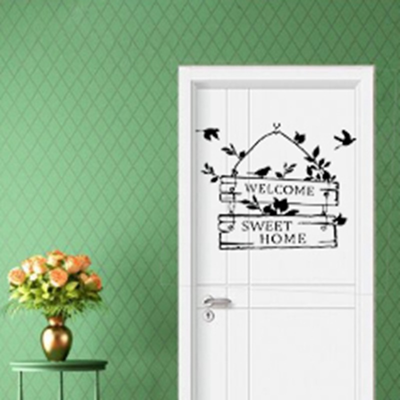Decal dán trang trí tường thiết kế chữ "Welcome sweet home" dễ thương