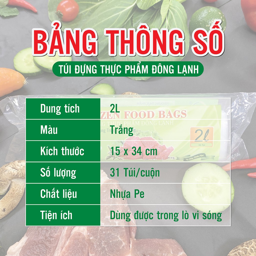 Túi đựng thực phẩm đông lạnh 2L Vipaco