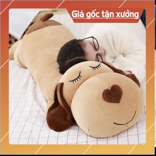 Chó Bông Nằm Dài Mũi Tim 🐶 Gối Ôm Hình Thú Khổng Lồ 🐶 Gấu Bông Chó Siêu Mềm Mịn, Bảo Hành Đường Chỉ May Trọn Đời