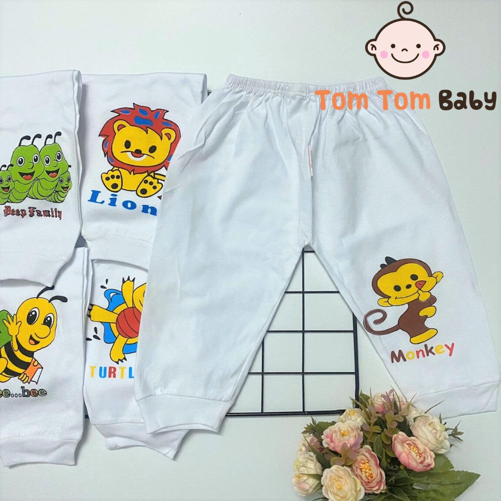 Quần dài cotton cho bé trai, bé gái SUSU | Mẫu Dài Trắng Bo Gấu| Size 1-8 cho bé 5-21 kg| Chất vải mềm, mịn, dày dặn