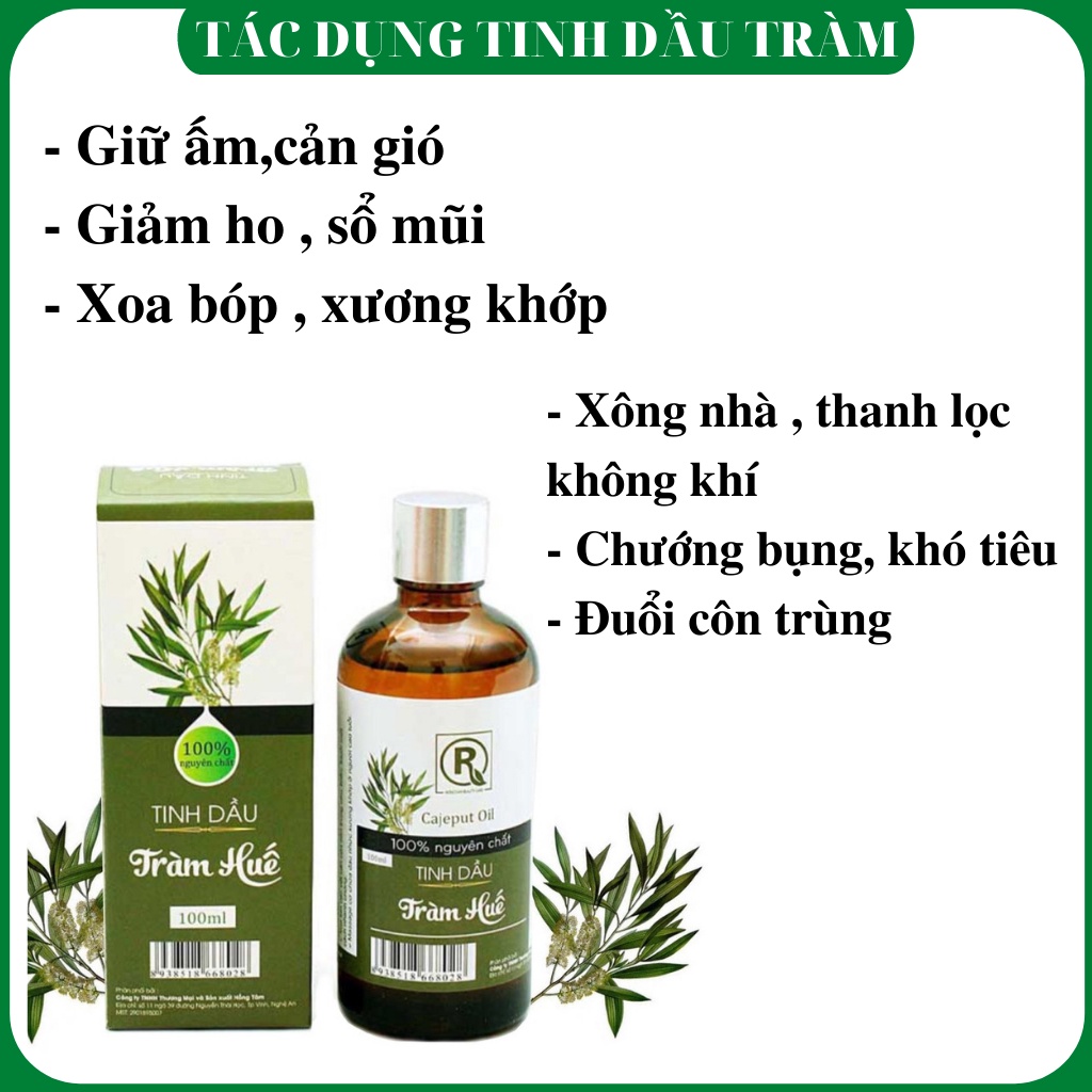 Tinh dầu tràm Huế chai 100ml ,tinh dầu tràm Hồng Tâm
