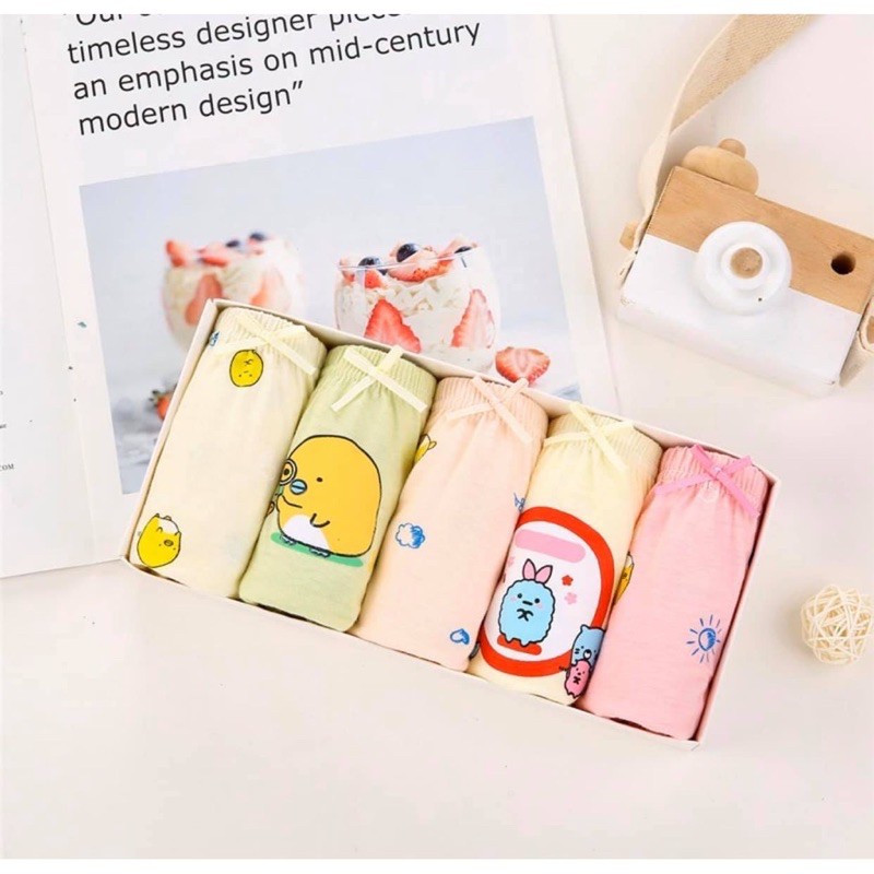 Set 5 Quần Lót Bé Gái - Mẫu Lovelyhappy Vàng