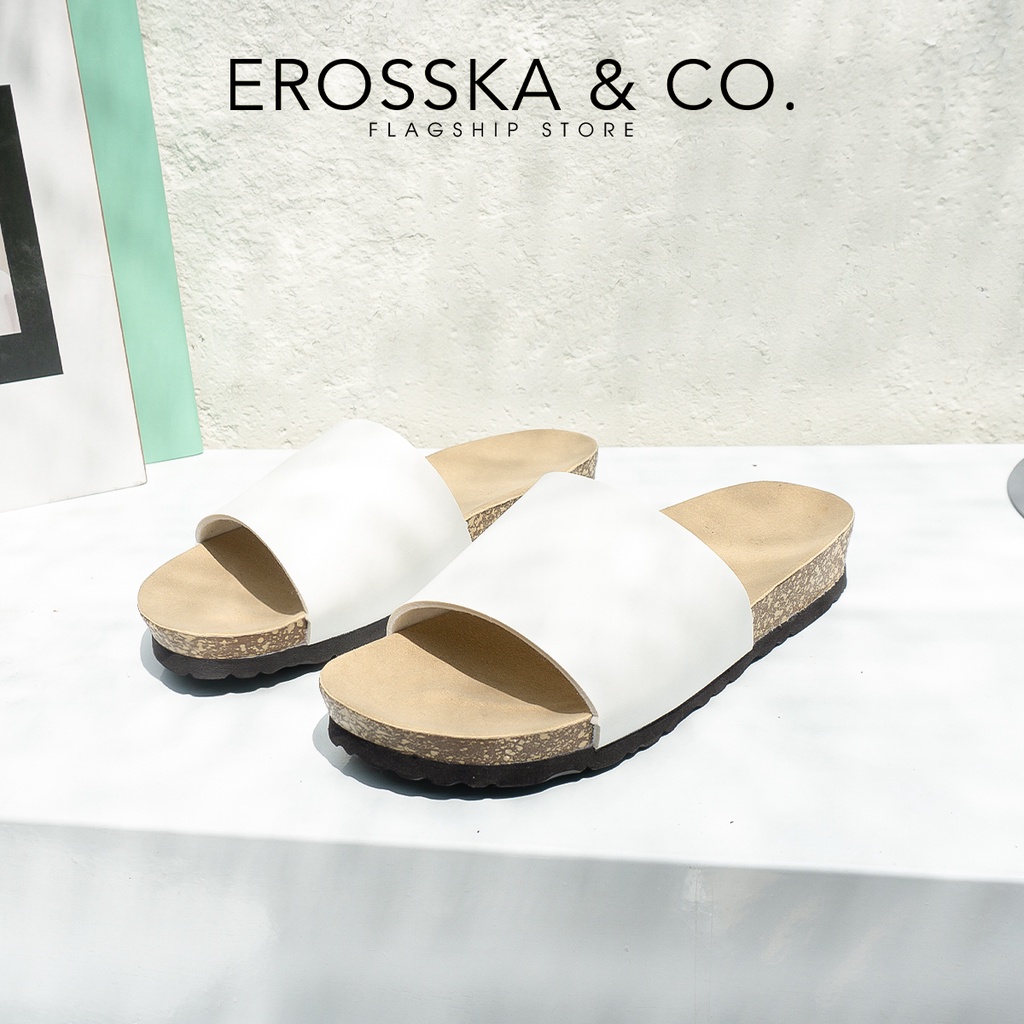 Erosska - Dép đế trấu quai bản ngang thời trang hai màu đen trắng - DT007