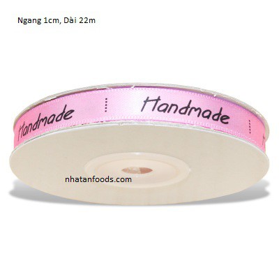 Ruy băng handmade hồng 1cm - 22m