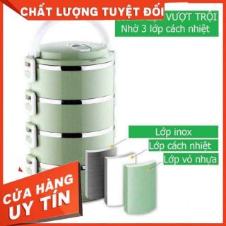 Cặp Lồng Cơm 4 Tầng - Cà Mên Giữ Nhiệt 4 Tầng Lúa Mạch