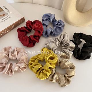 Dây Buộc Tóc Cao Su Lụa satin Màu Trơn Đính Ngôi Sao Phong Cách Hàn Quốc Cho Nữ