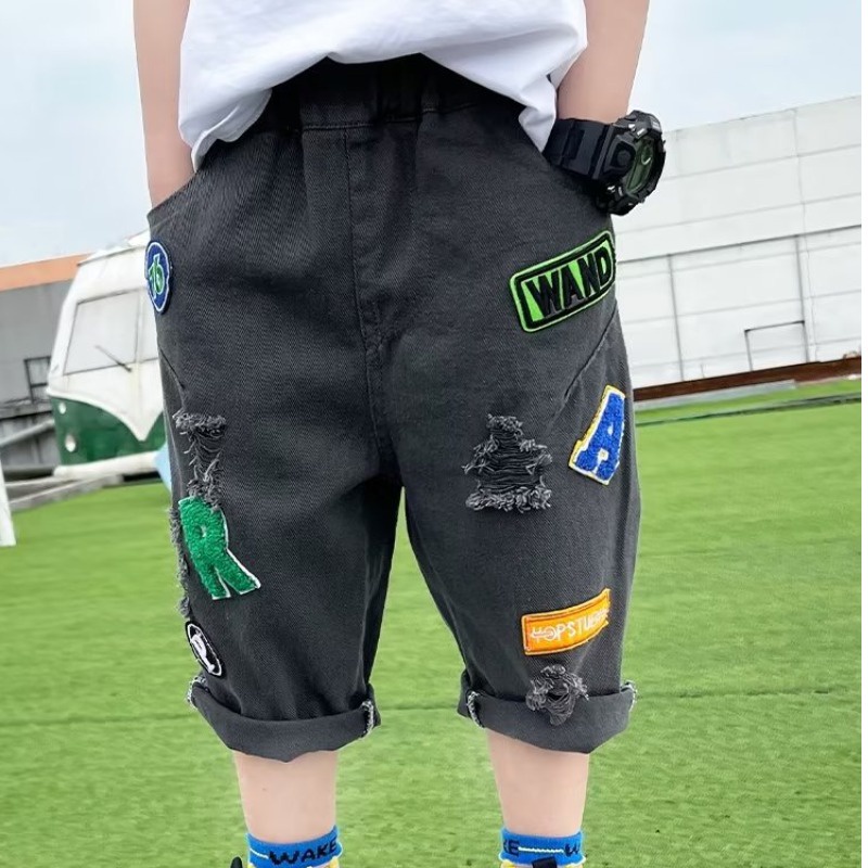 Quần Short Rách Dáng Rộng Thoải Mái Thời Trang Mùa Hè Cho Bé Trai 3-15 Tuổi