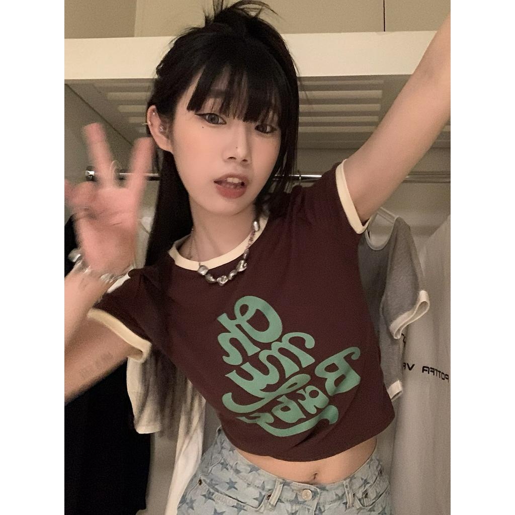 Áo Thun Ngắn Tay Dáng Ôm In Chữ Dễ Phối Đồ Thời Trang Mùa Hè 51285