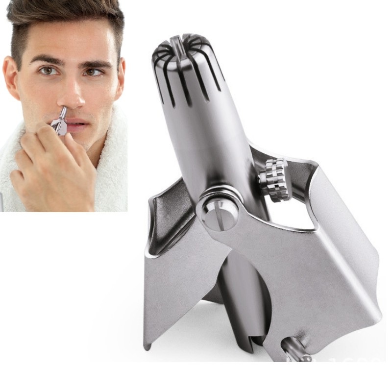 Dụng cụ tỉa lông mũi bằng thép không gỉ, lưỡi bén cắt không đau,  có hộp sắt và chổi vệ sinh đi kèm