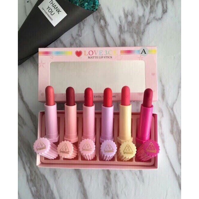 Sét 6 Cây Son Thỏi Love 3CE Velvet Lipstick-Mh So 037