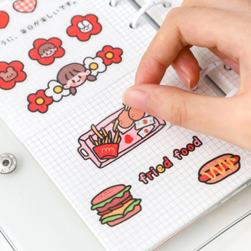 Hộp 100 Nhãn Dán Màu Hồng Dễ Thương Chống Nước Trang Trí Sổ Tay DIY