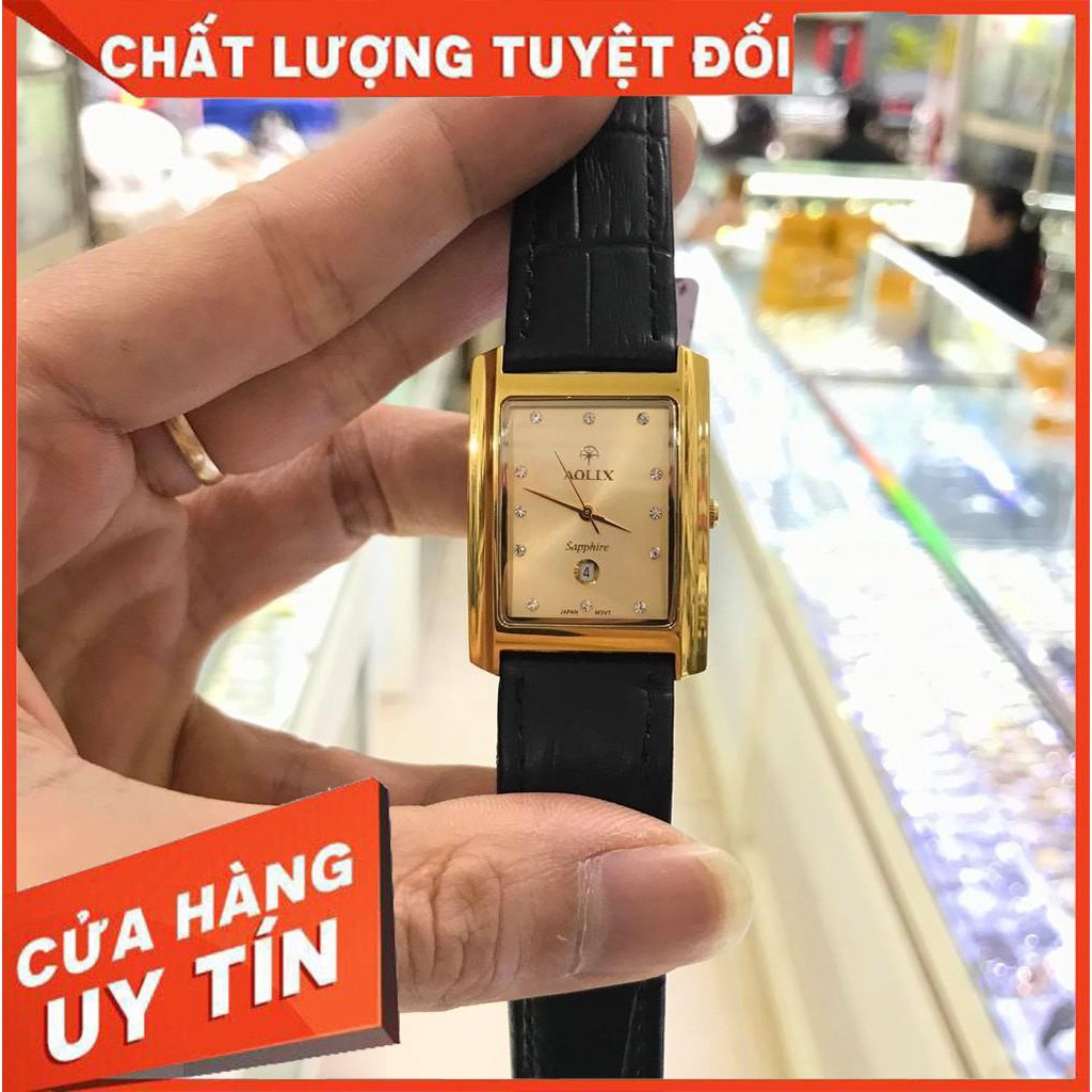 Đồng hồ nam AOLIX 9046G dây da full hộp, thẻ chính hãng, kính sapphire chống xước chống nước tốt