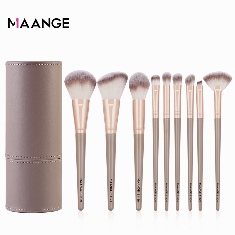 Set 9 cọ trang điểm MAANGE tán phấn phủ má hồng phấn mắt tạo khối tiện lợi